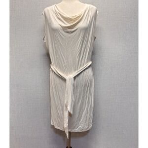 Hal Rubenstein Cowl Neck Belted Dress Womens M Ivory Minimalist Quiet Luxury